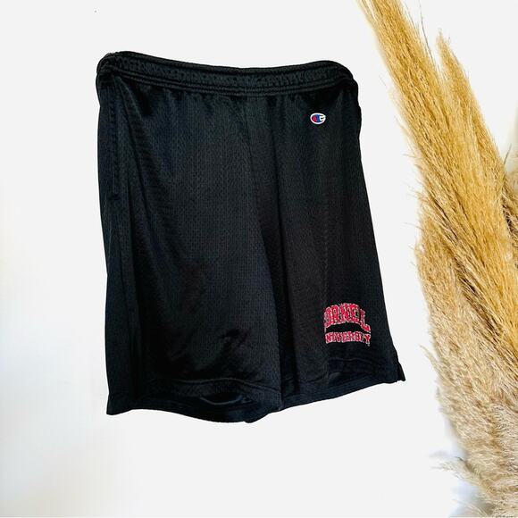 MENS CHAMPION Black Red Basketball Mesh Cornell Drawstring Workout Gym Shorts M - Picture 9 of 13